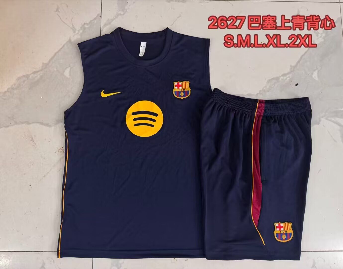 AAA Quality Barcelona 26/27 Navy Blue Vest Training Kit Jersey